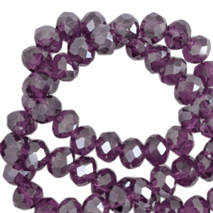 Top Glas Facett Perlen 8x6 mm rondellen Aubergine purple-pearl shine coating