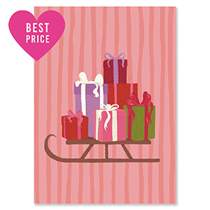 BY31&reg; SchmuckKarten Schlitten mit Geschenken Pink-red-purple-green