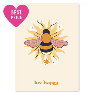Schmuck Karten "bee happy" Yellow
