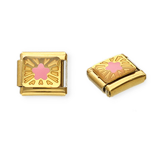 Italian Charm Element aus Stainless Steel - Rostfreiem Stahl Stern Gold-pink-yellow