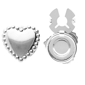 Knopfabdeckung aus Stainless Steel - Rostfreiem Stahl Herz Silver