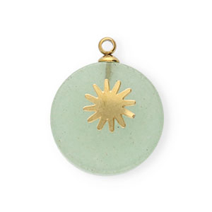 Stainless Steel - Rostfrei Stahl Anh&auml;nger Sun Gold-green ash