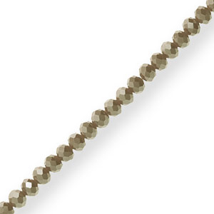 Top Glas Facett Perlen 4x3mm rondellen Olive green-pearl shine coating
