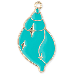 Metall Anh&auml;nger Muschel Gold-turquoise