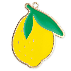 Metall Anh&auml;nger Zitrone Gold-yellow-green