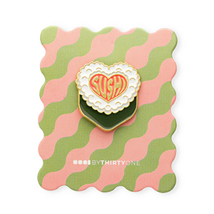 BY31&reg; Anstecker "Sushi" auf Zierkarte Dark green-coral pink-white-grey-gold