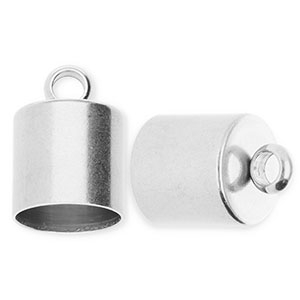 Stainless Steel - Rostfrei Stahl Schmuckzubeh&ouml;r Endkappen &Oslash;10 mm mit &Ouml;se Silver