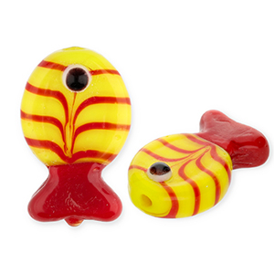 Handgefertigt Glasperlen Fisch Yellow-red-black