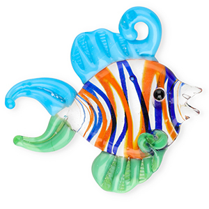 Handgefertigt Glas-Anh&auml;nger Fisch Transparent-blue-green-orange
