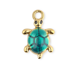 Stainless Steel - Rostfrei Stahl Anh&auml;nger Enamel Schildkr&ouml;te Gold-green