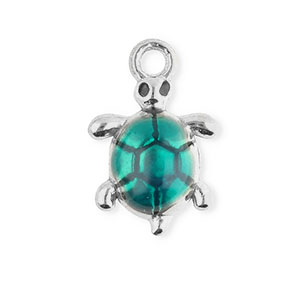 Stainless Steel - Rostfrei Stahl Anh&auml;nger Enamel Schildkr&ouml;te Silver-green