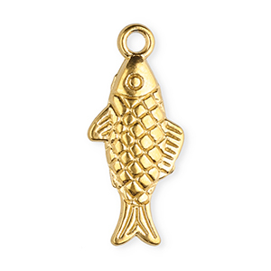 Stainless Steel - Rostfrei Stahl Anh&auml;nger Fisch Gold