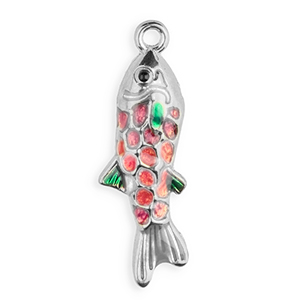 Stainless Steel - Rostfrei Stahl Anh&auml;nger Enamel Fisch Silver-purple-pink-green