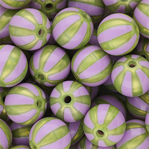 12 mm DQ&reg; Acrylperlen mit Streifen Purple-olive green