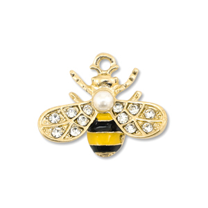 Metall Anh&auml;nger Enamel Biene Gold-yellow-black