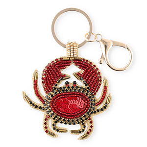 Schl&uuml;sselanh&auml;nger Krabbe Gold-silverlined red-black