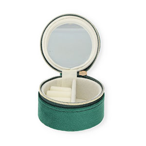 Schmucksuitcase f&uuml;r die Reise&nbsp;mit Spiegelchen Rund Emerald green