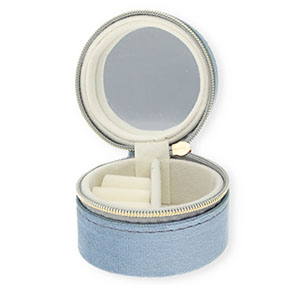 Schmucksuitcase f&uuml;r die Reise&nbsp;mit Spiegelchen Rund Grey blue