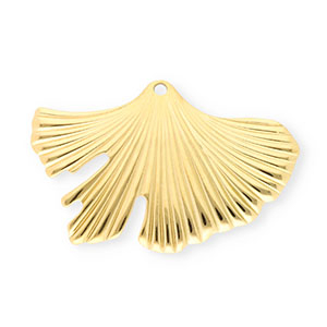 Stainless Steel - Rostfrei Stahl Anh&auml;nger Ginkgoblatt Gold