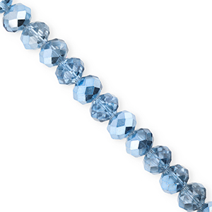 Top Glas Facett Perlen 8x6&nbsp;mm Rondellen Blue-pearl shine coating