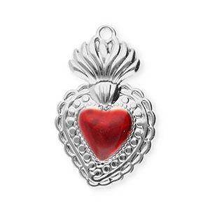 Stainless Steel - Rostfrei Stahl Anh&auml;nger Herz Silver-red