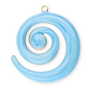 Stainless Steel - Rostfrei Stahl Anh&auml;nger Spirale Gold-blue marble