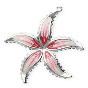 Stainless Steel - Rostfrei Stahl Anh&auml;nger Blume Silver-pearl white-pink-cherry pink