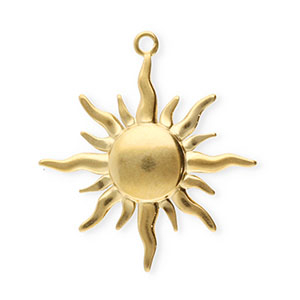 Stainless Steel - Rostfrei Stahl Anh&auml;nger Sonne Gold