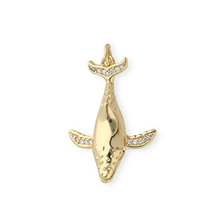 Brass TQ Metall Anh&auml;nger Wal mit Strass Gold-transparent