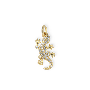 Brass TQ Metall Anh&auml;nger Eidechse mit Strass Gold-transparent