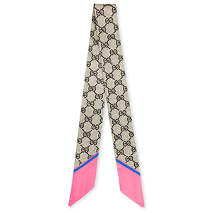 Bandana Schal mit "G" Patrone Pink-greige-dark brown