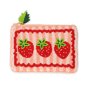 Geldb&ouml;rse Erdbeeren Salmon pink-white-red-green