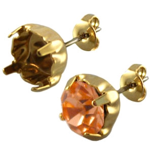 Ohrstecker DQ Metall f&uuml;r Swarovski Chaton SS39 Gold 