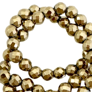 H&auml;matit Perlen rund 6mm Facett geschliffen Antique gold