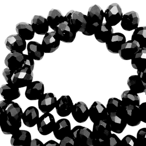 Top Glas Facett Perlen 4x3mm disc Black-pearl high shine coating