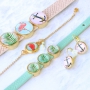 Fr&ouml;hlicher Schmuck mit Basic Cabochons, Cuoio, DQ Metall, Muschel Anh&auml;nger und Macram&eacute;
