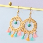 Trendy Schmuck mit Mini Quasten, DQ Metall Anh&auml;ngern und Karabiner Verschl&uuml;sse