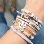 Armb&auml;nder mit passenden Ohrringen aus DQ Metall, DQ Leder, ImpressArt und Facettperlen