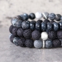 Cooler M&auml;nnerschmuck mit Perlen und DQ Leder